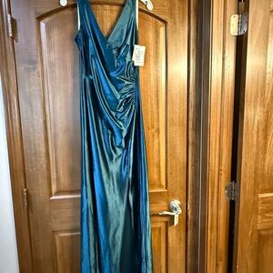 Elegant Teal Satin Gown